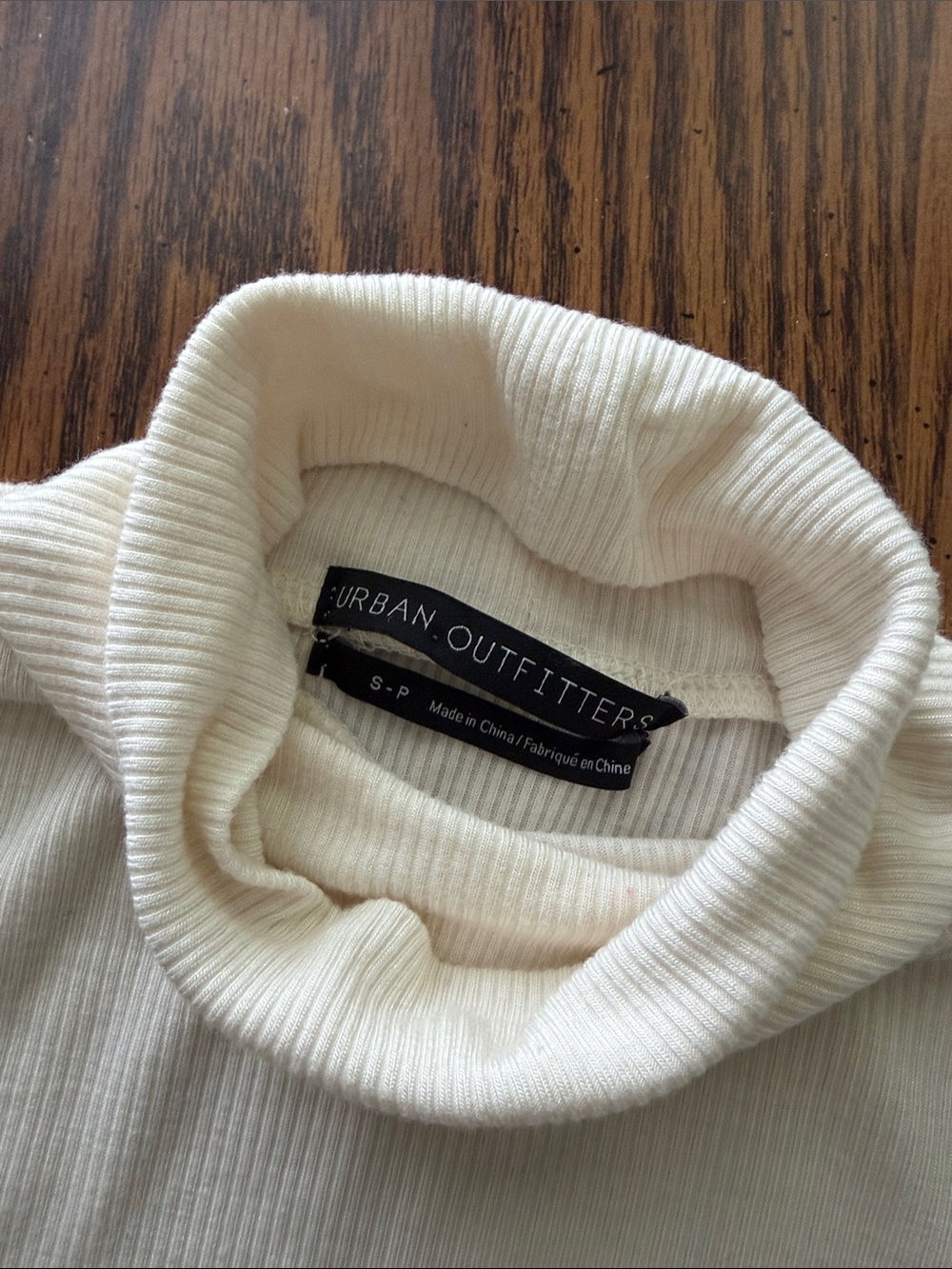 Cream color Ribbed Turtleneck - Picture 2 of 5